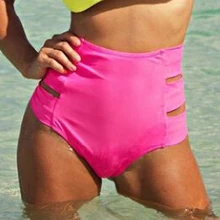 Женский купальник-бикини с высокой талией, матовая повязка, волнистый купальник, для пляжа, ванны, бассейна, вечерние, закрывающие трусы для девушек