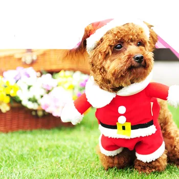 

Christmas Pet Dog Costume Xmas Santa Claus Style Clothes Winter Coat Hat with Fastener Loops Christmas Xmas Pets Decoration Prop