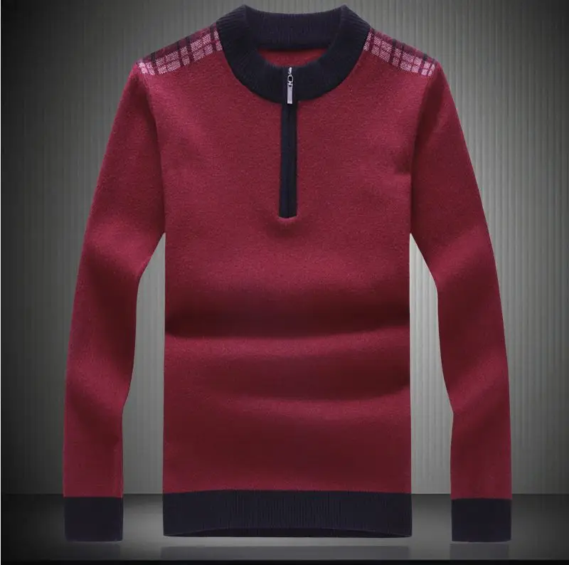 MOGU зимний модный однотонный мужской s свитер Повседневный свободный свитер с длинными рукавами для мужчин большой размер 7XL 4 цвета - Цвет: Красный