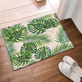 

Tropical plants decorative palm leaves banana leaves Rugs Non-Slip Floor child Entryways Outdoor Indoor Front Door Mat bathroom