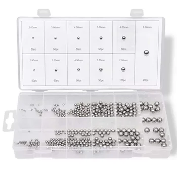 

450 Piece Chrome Bearing Ball Assortment, Metric Precision Chrome Steel Bearing Ball Assortment Kit