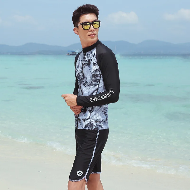 

South Korea Couples Long Sleeve Trousers Full Body Two-piece Swimsuits Sun-resistant Winter Swimming Snorkeling Suit Waterproof