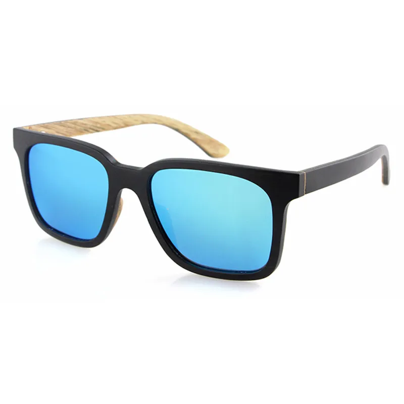 

Dropshipping Bulk Polarized Men's Black Square Sunglasses Retro Ebony Maple Wooden Laminated Sun Glasses for Men
