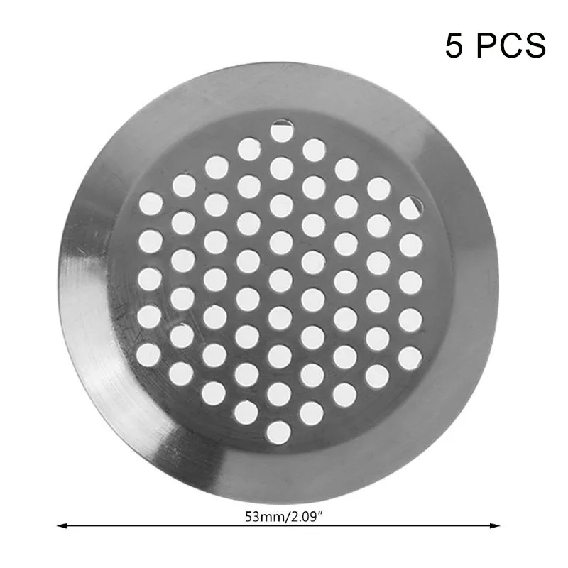 Вентиляционные отверстия из нержавеющей стали с круглым вентиляционным отверстием для шкафа ванной комнаты кухни AIA99 - Цвет: 5pcs 53mm