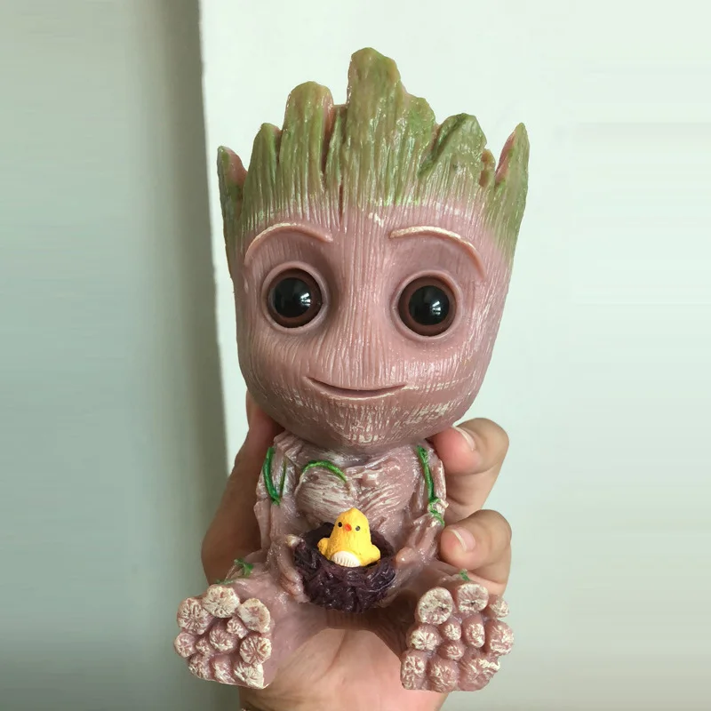 Strongwell Flowerpot Baby Groot Pen Pot Holder Plants Flower Pot Cute Action Figures Toys for Kids Gift Desktop Decoration