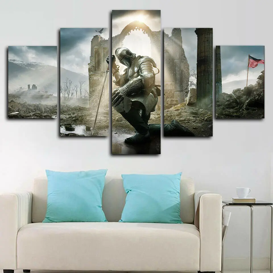 

Unframed 5 Panel Knight Templar Warrior Gaming Game Bar Kids' Room Decor Pictures Wall Art Home Decor Posters Canvas Paintings