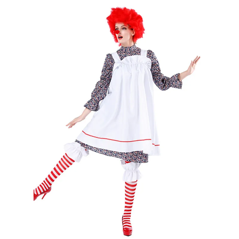 Хэллоуин Сумасшедший клоун ролевые игры цирк горничной бар сценическое представление дамы одежда парик юбка из пяти частей