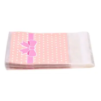 

100 X Pink Bow Tie Bag Sachet Biscuit Candy bag plastic bowknot