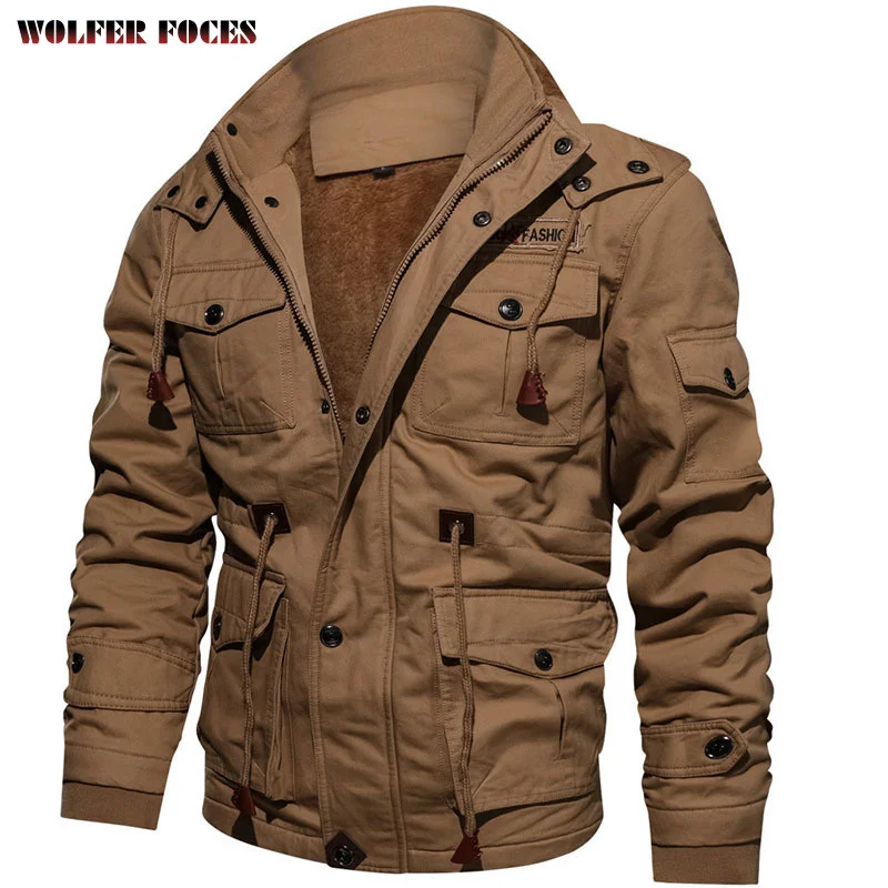 Winter Jackets Men's Hooded Plush Thickened Coat Autumn Large Tactical Cotton Medium And Long Work Clothes Bomber Tactical Coats medium dotted journal notebook stitched hardcover a5 writing journal white pages lay flat notebook for work or school office