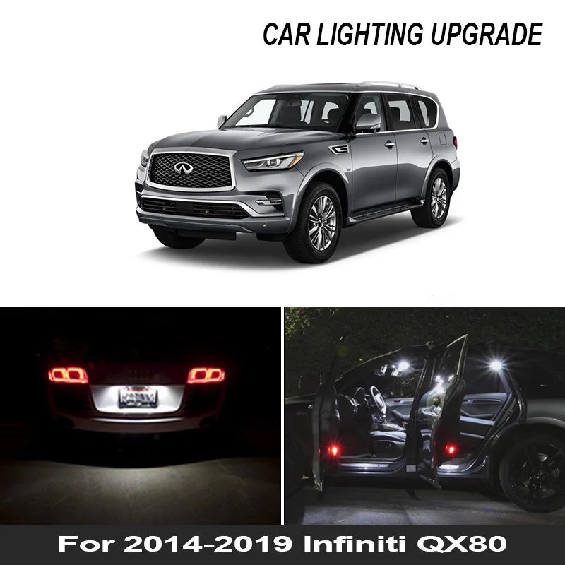 

13x White Canbus LED Lamp Car Bulbs Interior Package Kit For 2014-2019 Infiniti QX80 Map Dome Trunk Plate Light