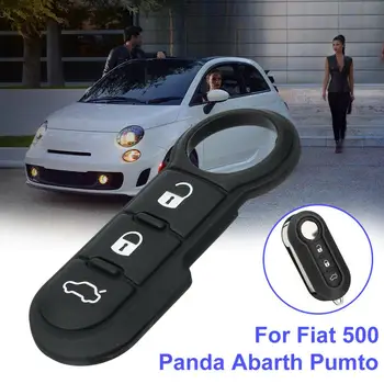 

3 Buttons Back Leather Soft Button Rubber Pad Car Key Shell for Fiat 500 Remote Key Case Cover Remote Control Car Key Pad