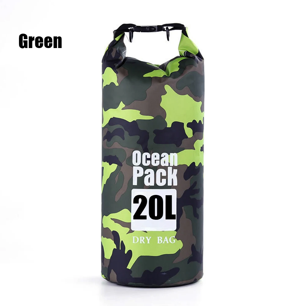 20L-Green 1 шт. 2/5/10/20/30L ПВХ Камуфляж Водонепроницаемый сухой мешок камуфляж Открытый Дайвинг Складная пляжная сумка для плавания рафтинг река океан рюкзак - Цвет: 20L-Green