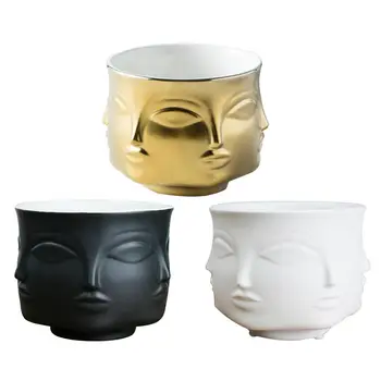 

Craft Multifunctional Face Design Ceramic Flower Pot Creative Succulent Plants Holder Home Decoration European Desktop Ornament