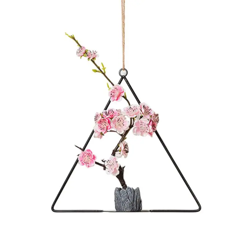 G Geometric Metal Wire Wreath Hoop Frame Artificial Flower Garland Wall Hanging Decorations Wedding Party Backdrop Top - Color: G