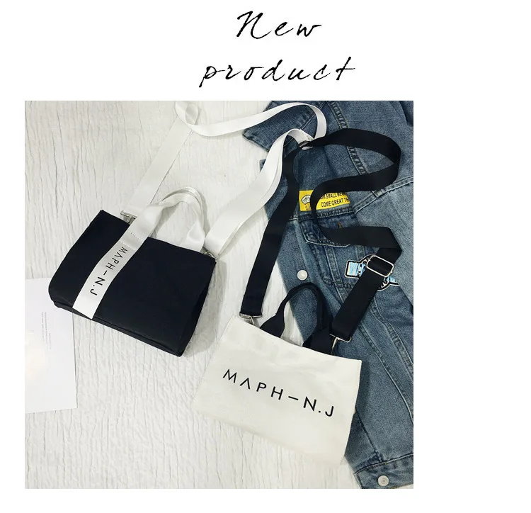 INS Harajuku-Style Ribbon Shoulder Bag Ulzzang Japanese-style Cloth Bag Hand School Bag Lettered Canvas Bag WOMEN'S Single-shoul