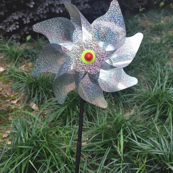 

8 Leaves Bird Repeller Windmill Sparkly Silver Pinwheels Bird Deterrant For Garden Party Lawn Decor Kids Decor