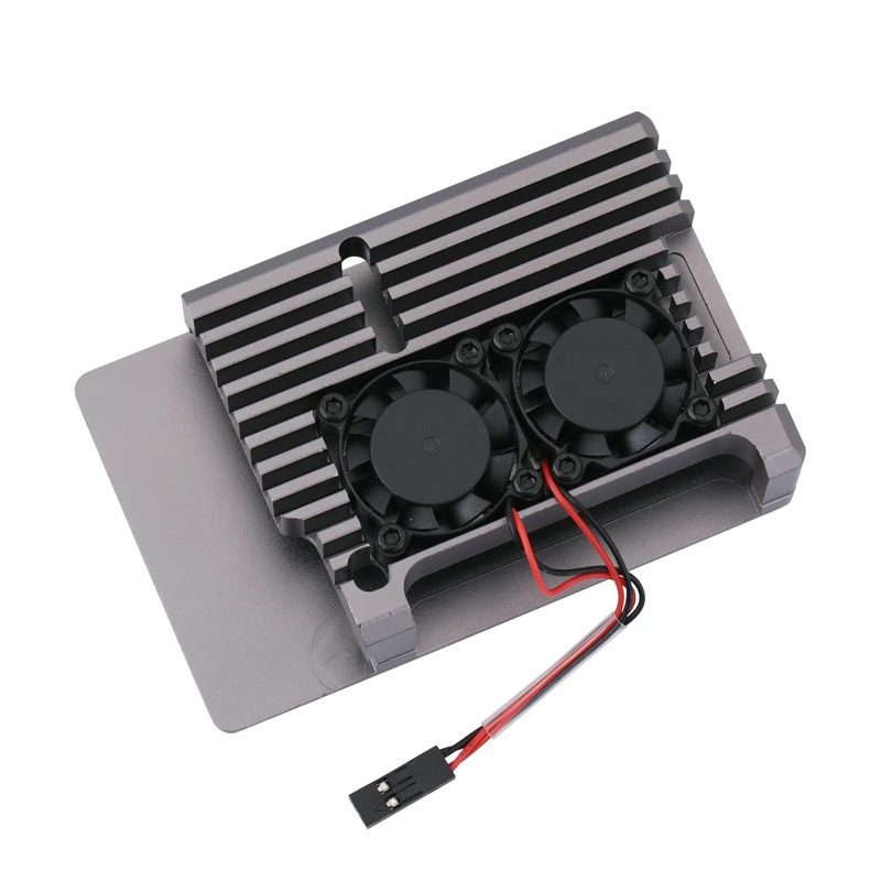 Raspberry Pi 4 корпус алюминиевый чехол серый металлический корпус охлаждающая крышка с двойным вентилятором Опционально для RPI 4 Модель B