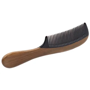 

1PC Vintage High Qualtiy Natural Green Sandalwood Ox Horn Wood Anti Static Hair Beard Comb Care Handle