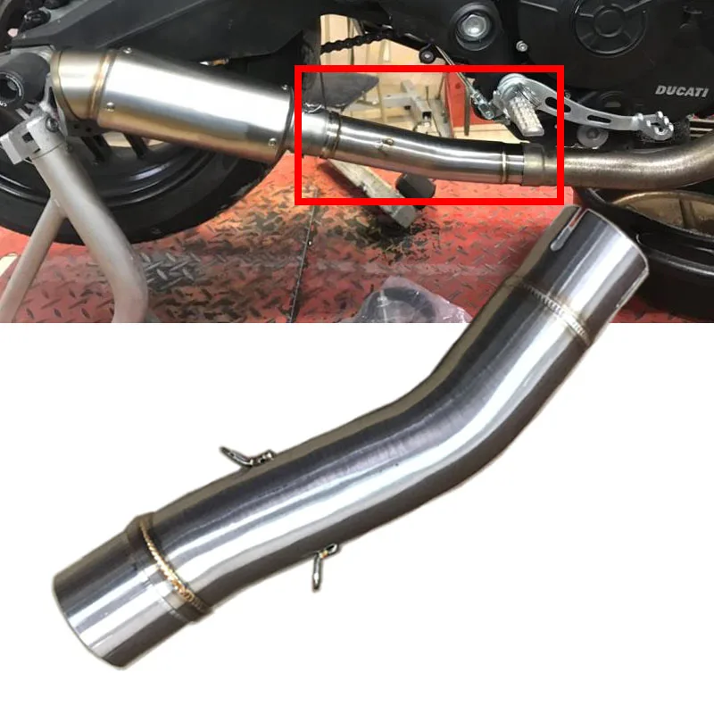 

51mm Stainless Steel Modified Silencer Motorcycle Exhaust Muffler Pipe mid tube Front Link Pipe For Ducati Scrambler 800 797