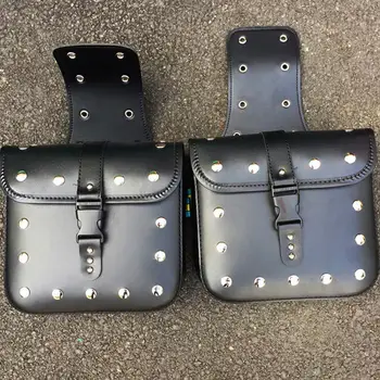 

1 Paire Motorcycle Saddle Bag Set Medium Waterproof Insulated PU Leather Side Bag For Sportster Softail Honda Suzuki Cruiser