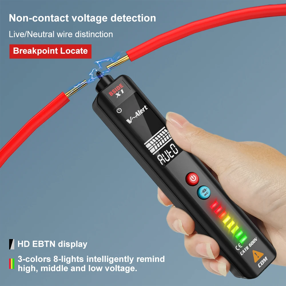 Bside Não-contato Detector de Tensão Multímetro x1 06 Lápis de Teste Inteligente Tela Grande Ebtn Testador Elétrico Fio Vivo Medidor hz Medidores de tensão - Image 2