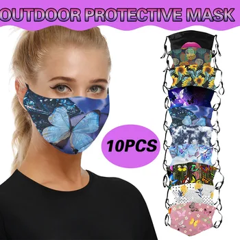 

10PC Dustproof Windproof Foggy Haze Anti-spitting Protective Mask Washable Mask Adjustable Protect Mask Unisex Reusable mask
