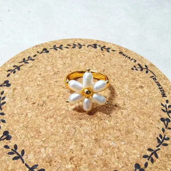 

Natural Freshwater Pearl Open Ring Non-Mainstream Design Simple Feminine Small Ring Ornament