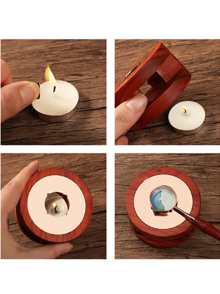 Wax Seal Stamp 3D Snowflake Retro Wax Seal Melting Furnace Solid Wood Oven Furnace Wax Pot Beads Stick Heater Warmer Decorative Craft for Stamp self inking stamp wooden stamp wedding stamp book stamp embossed stamp lacquer seal set name stamps