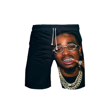 

Men's 3D QUAVO Shorts 3D Board Trunks Summer New Quick Dry Men Hip Hop QUAVO Short Pants Beach Wear streetwear