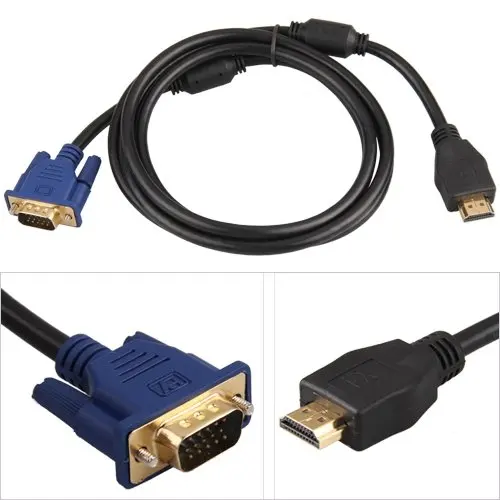 Кабель-адаптер конвертер с золотым покрытием HDMI в VGA 15pin Male 1,65 m