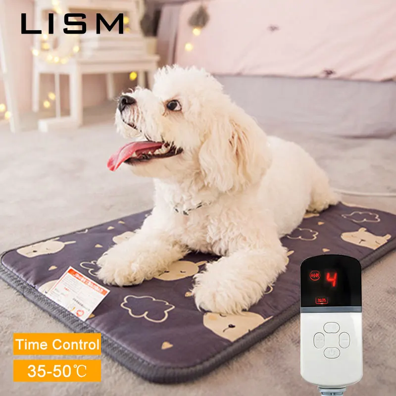 

40x60cm Timing Electric Heating 9 Levels Winter Warmer Thicken Pad Pet Electric Heated Blanket Mats Dog Cat Home Heating Cushion
