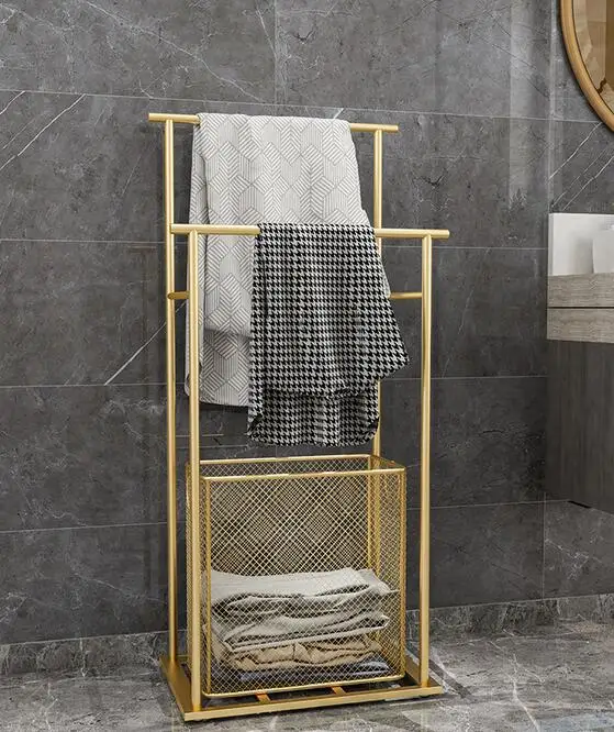 Toilet shelf floor towel towel rack hole free bathroom bathtub edge dirty clothes basket