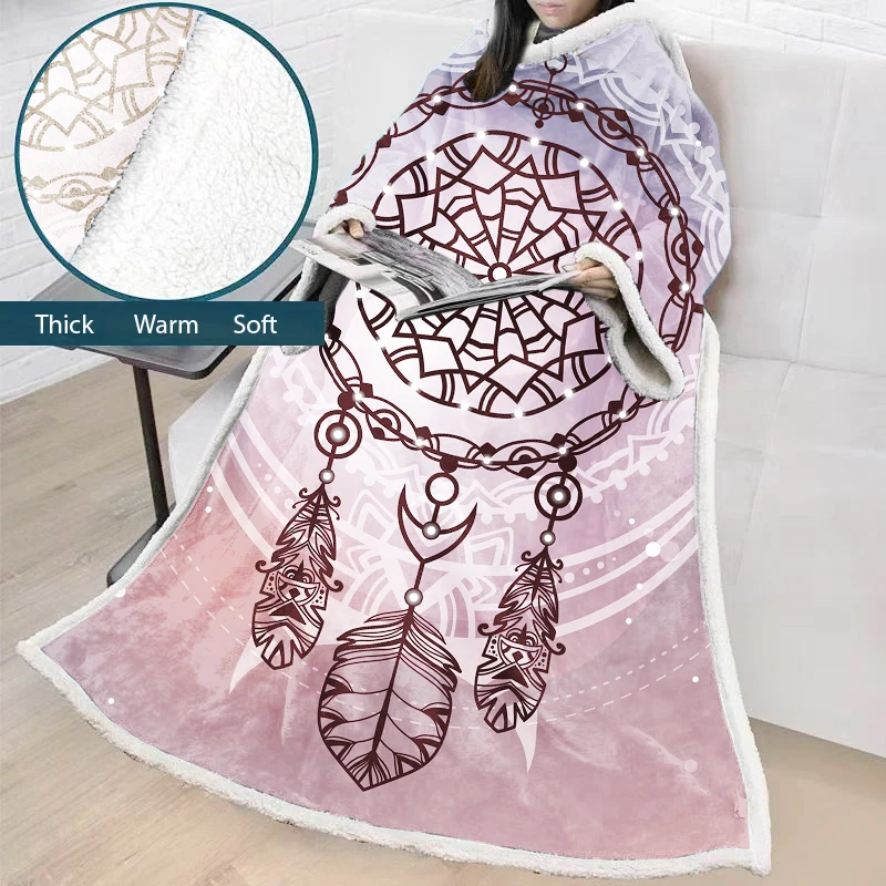 velvet plush throw cobertor com manga dreamcatcher