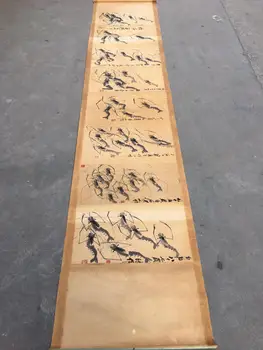 

Antique collection of modern and contemporary celebrity scroll paintings (Qi Baishi prawn picture)