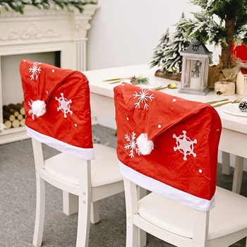 

Creative Christmas Decorations Nonwoven Fabric Snowflake Chair Cover Hotel Restaurant Dining Tables And Chairs Cap Holiday Decor
