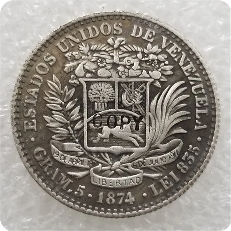 1874 Венесуэла 20 сентаво копия монеты