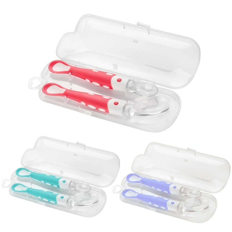

2Pcs/Pack Heat Sensitive Feeding Spoons Colour Change Baby Feeding Spoons Kids Utensils Cutlery