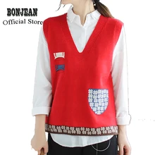 Женский свитер, вязаный пуловер, топы, Лоскутные Свитера без рукавов, большие свободные милые модные повседневные весенние свитера AZ52201922