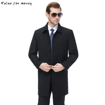 

new Autumn men's fattening plus size windbreaker men's fat middle long Lapel business casual coat men's top