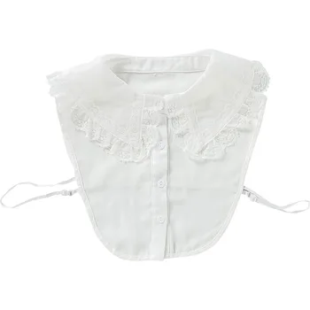 

Lolita Women Lace Lapel Fake Collar Cotton White Fake Collar Removable Shirt Clothes Accessories Ruffled Sweater Collar