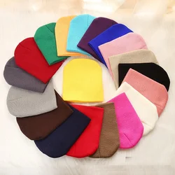 Hot Selling Custom Logo Solid Color Style Knitted Kids Beanie Cap Baby Boy Girl Hat Warm Children Autumn Winter Hat