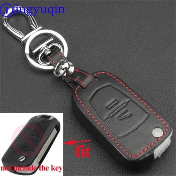 

jingyuqin 2-button remote flap folding leather car key case for Opel Agile Vectra Novo Montana Corsa holder