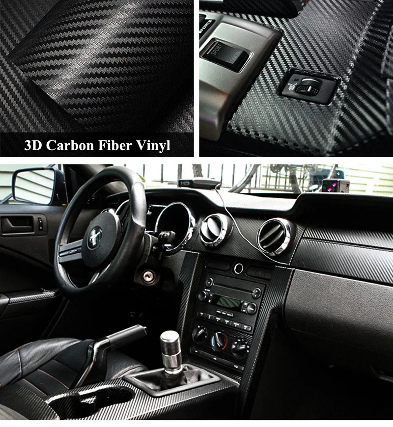 Black 3D Carbon Fiber Vinyl Film Wrap-8
