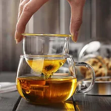 Behogar 12 унций прозрачная стеклянная чайная чашка чайник мини-чайник боросиликатный с корзинка для заварки и крышкой для рассыпной чай пивоварения