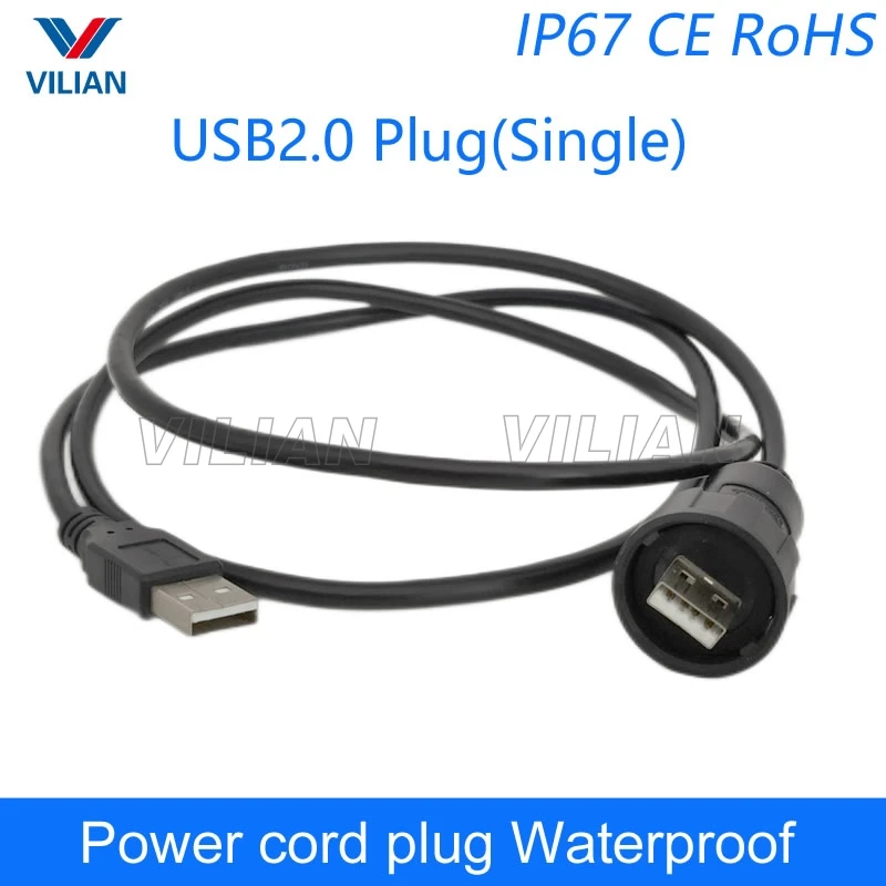 USB Waterproof Connector IP67 Cable 3m Power cord plug USB2.0 male to Extension cables double rubber 1 unit | Обустройство дома