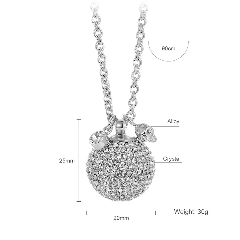 Shineland Cheap Wholesale New Fashion Elegant Sweater Chain Long Zircon Ball Pendant Necklace Charming For Women In Winter