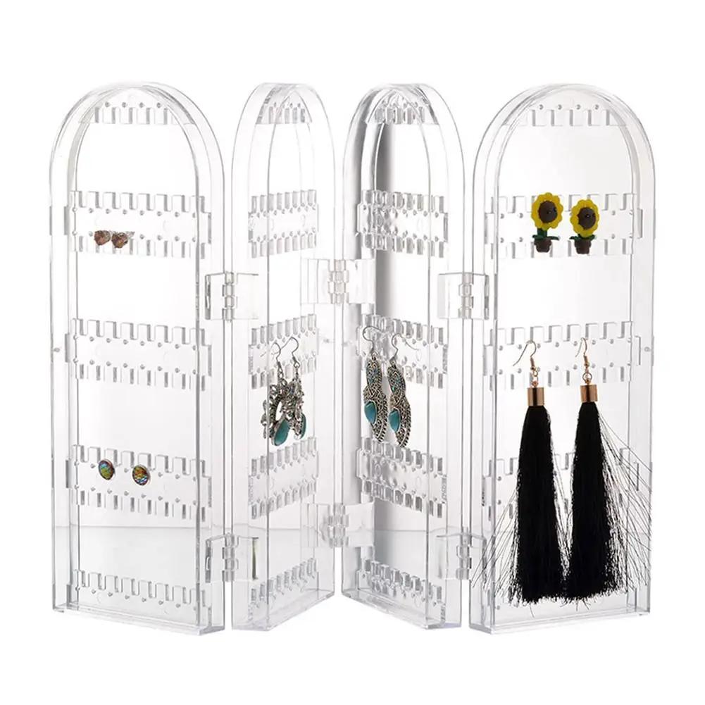 ABOUT SPACE Acrylic Earring Display Organizer-Foldable Necklace Hanging  Jewelry Stand-Double Sided Jewellery Hanger Organiser for  Studs,Jhumkas,Chains,Bracelets-180 Holes- 90 Pairs of Earrings : Amazon.in:  Jewellery