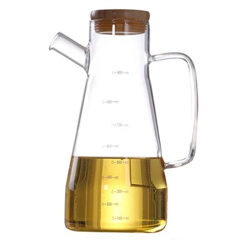 

900Ml Transparent Glass Oil Bottle, with Handle Oil Bottle, Suitable for Kitchen Tools Soy Vinegar Sauce Container