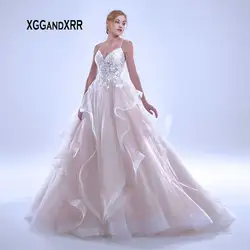 Новое поступление романтическое длинное свадебное платье трапециевидной формы с v-образным вырезом 2020 элегантное платье на тонких