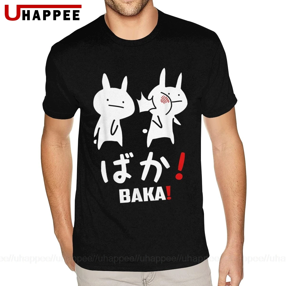 Японские футболки с забавным аниме Baka Rabbit Slap Молодежная Футболка 80-х Мужская